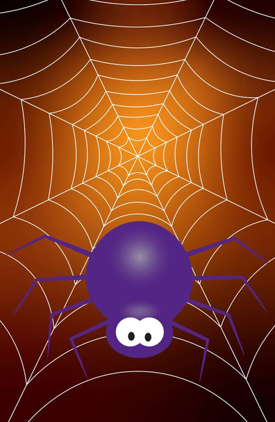 Halloween Concept fondo con una araña en la tela de araña. Ilustración vectorial. - Vector, Imagen