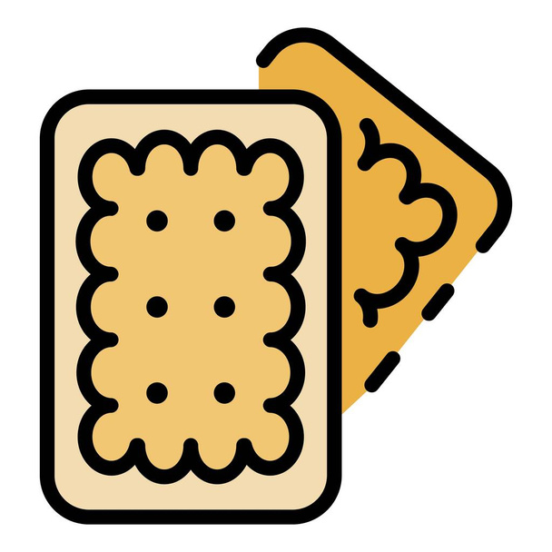 Food biscuit icon color outline vector - Vecteur, image