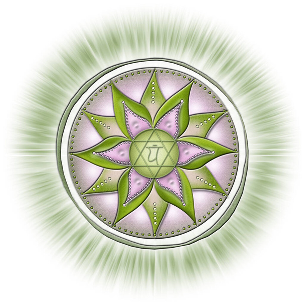 Symboles de chakra, chakra du cœur - ANAHATA - Acceptation, amour, compassion, sincérité - "J'AIME" - Photo, image