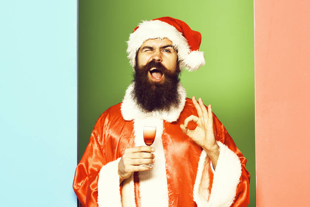 funny bearded santa claus man - 写真・画像