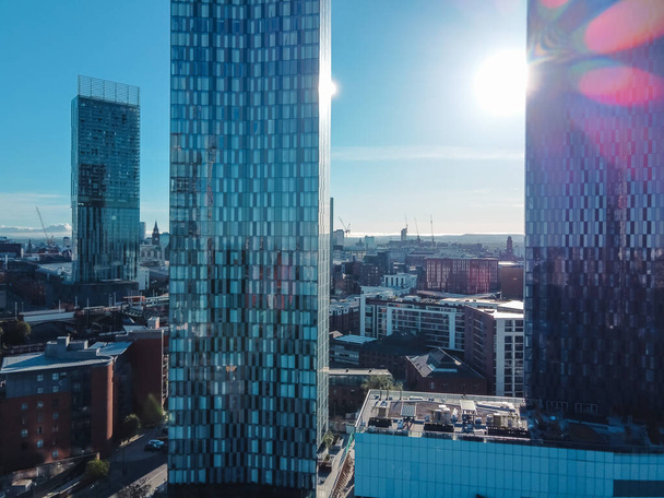 Manchester City Centre Drone Aerial View Above Building Work Sky - Фото, зображення