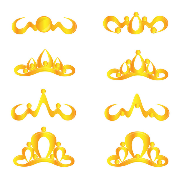 Set of gold tiaras for princesses and queens. Vector illustration - Vector, Image