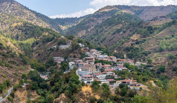 Oikos mountain village in the Troodos mountain range in Cyprus - 写真・画像