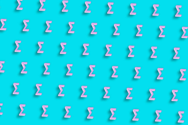 Sigma teken. Sigma letter, Grieks alfabet Symbool, Turkoois blauw minimalistische achtergrond - Foto, afbeelding