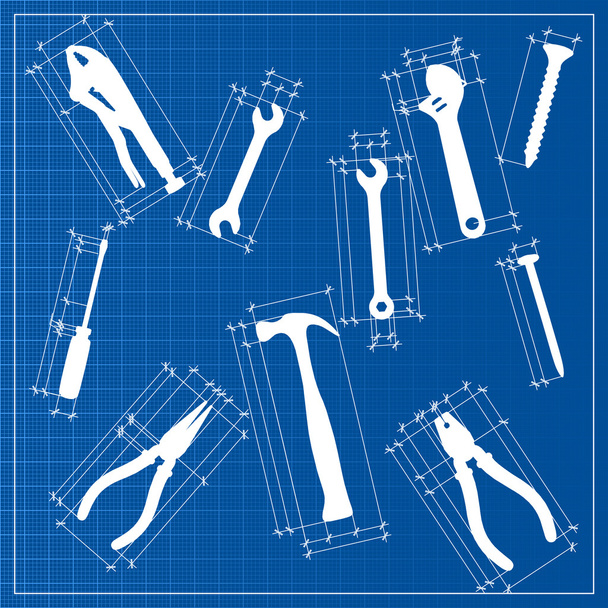 Tools blueprint sketch - Διάνυσμα, εικόνα