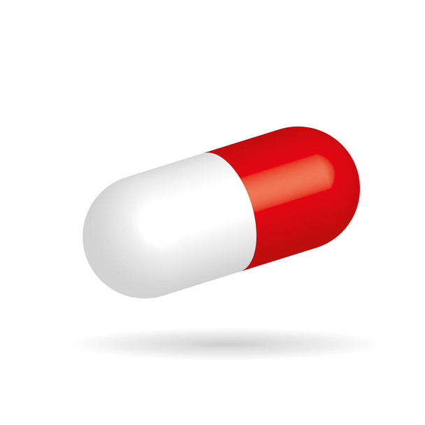 Red-white pill. Drug or medicament symbol. - Vektor, Bild