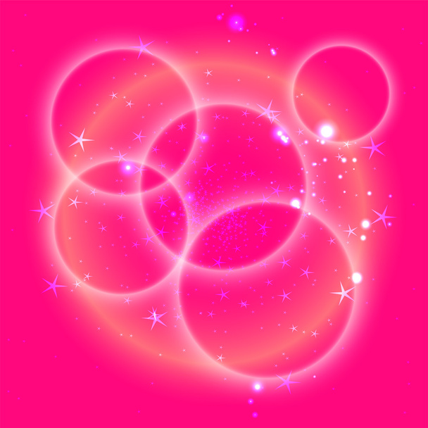 星とピンク色の丸の背景 - ベクター画像
