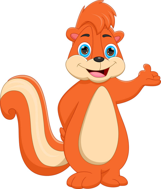 cartoon cute squirrel waving on white background - Vector, Image