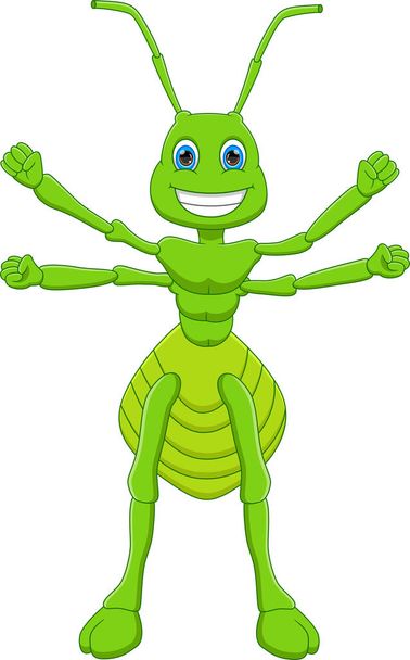 cartoon cute grasshopper isolated on white background - Vector, Image