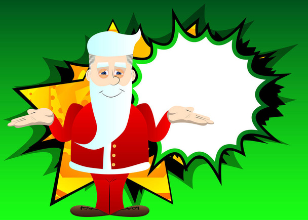 Santa Claus in his red clothes with white beard shrugs shoulders expressing don't know gesture. Vector cartoon character illustration. - Vector, Image