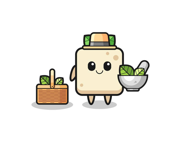 tofu herbalist cute cartoon , cute design - Vector, Image