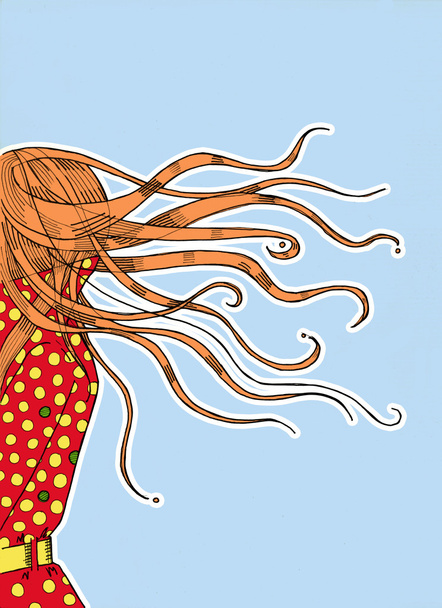 Girl in a hurry with her hair fluttering - Photo, Image