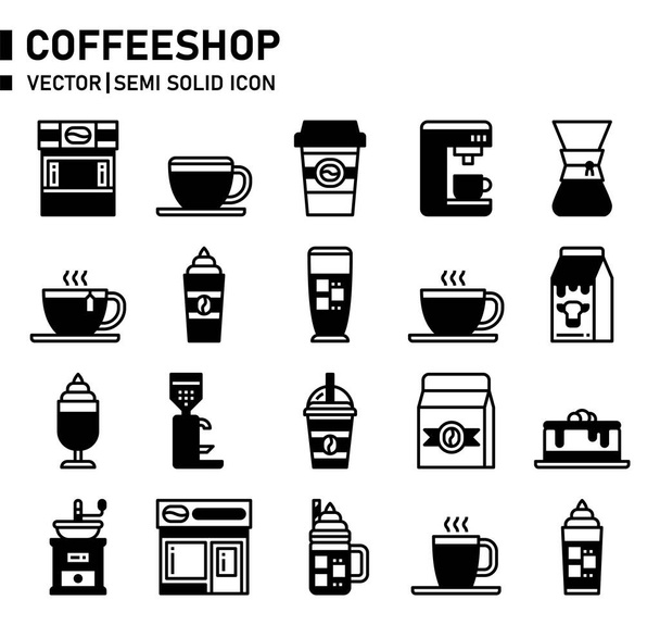 Web sitesi, uygulama, baskı, belge, poster tasarımı için kahve dükkanı simgesi, vs.. - Vektör, Görsel