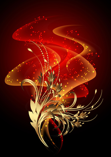 Smoke and golden ornament - Vector, Image