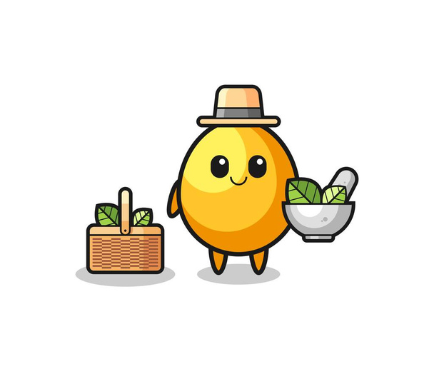 golden egg herbalist cute cartoon , cute design - Vector, Image
