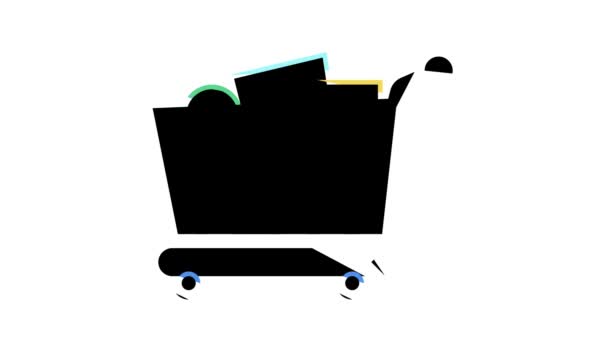 shop cart with purchases color icon animation - Felvétel, videó