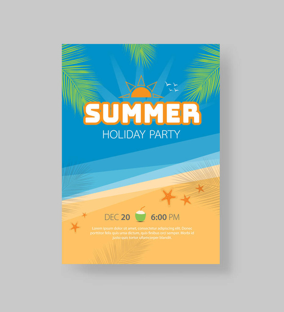 Vector illustration design for summer holiday party invitation flyer and greeting card template - Vecteur, image
