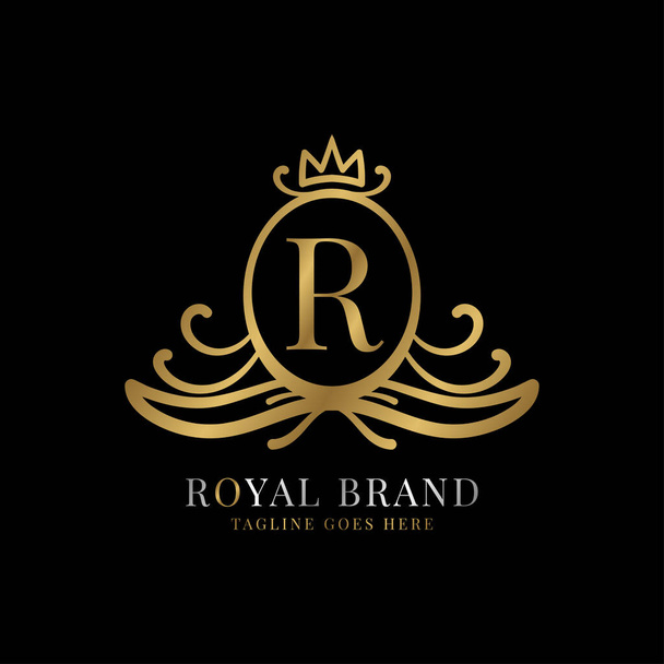 γράμμα R royal crest vector λογότυπο σχεδιασμό για vintage εμπορικό σήμα και φροντίδα ομορφιάς αρχική - Διάνυσμα, εικόνα