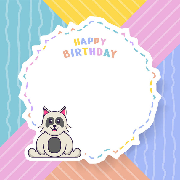 Happy Birthday greeting card with Cute dog cartoon character. Vector Illustration - Vector, afbeelding