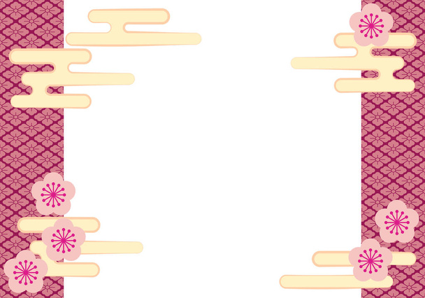 Background template using Japanese pattern Hanabishi pattern and plum - Vector, Image