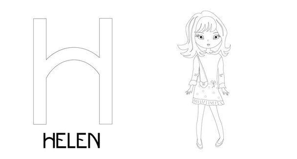 helen cute girl on white background, vector illustration - Vector, Image
