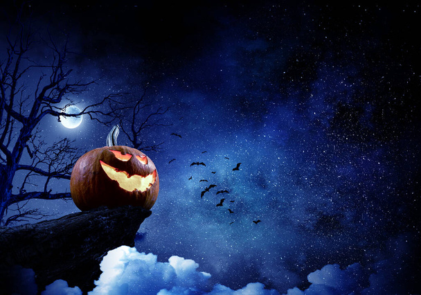 Halloween image with pumpkins . Mixed media - Foto, Imagen