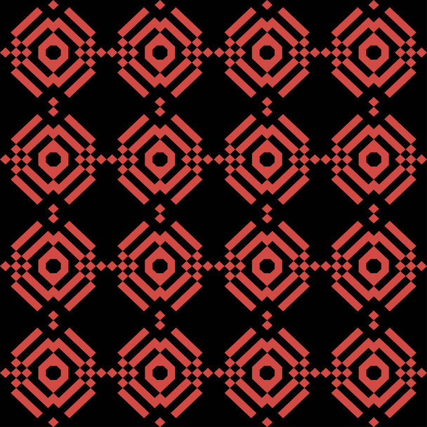 seamless pattern of circles.abstract geometric background. red pattern on black background - Vektör, Görsel