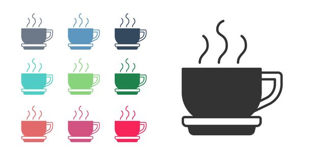 Icona della tazza di caffè nero isolato su sfondo bianco. Una tazza di tè. Caffè caldo. Set icone colorate. Vettore - Vettoriali, immagini