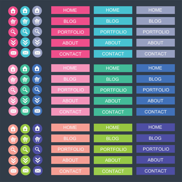 Collections boutons web 9 couleurs - Vecteur, image