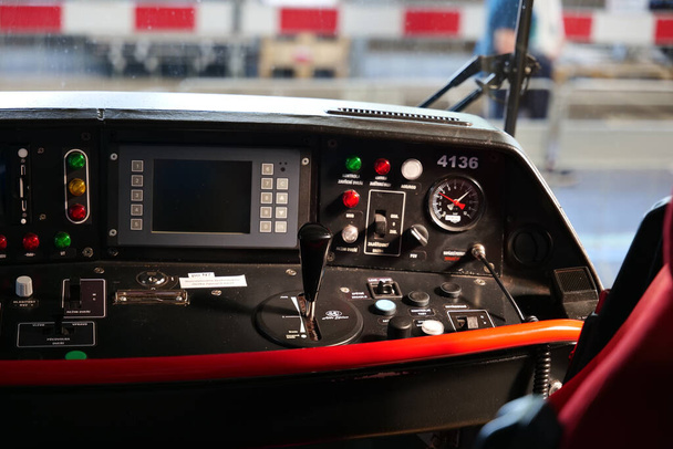 A close-up shot of the cab of a locomotive. - Photo, Image