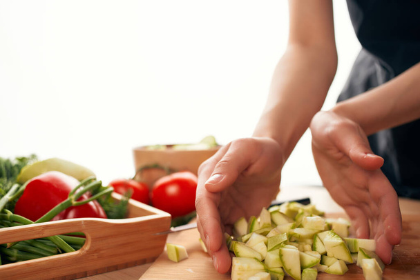 verduras picadas comida sana cocina en la cocina - Foto, Imagen