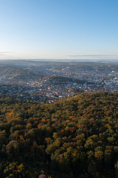 view from tv tower stuttgart in the autumn - 写真・画像