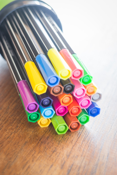 Colorful magic pens on wooden table - Photo, Image