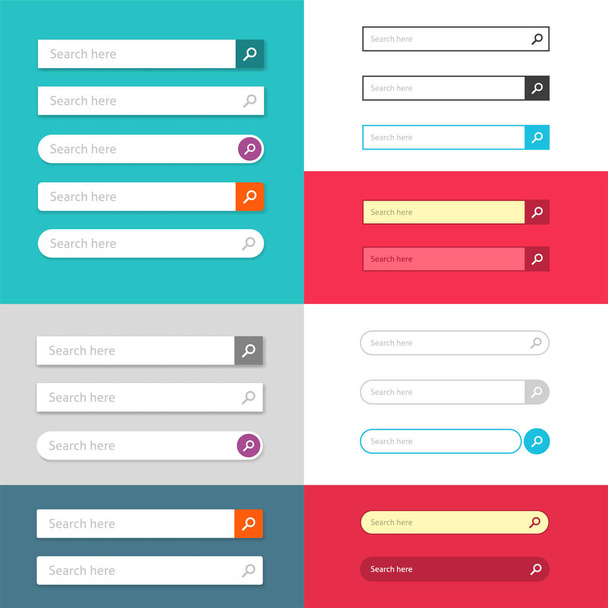 Search bar tab for web ui or ux website with buttons interface template isolated element design set image vector illustration - ベクター画像
