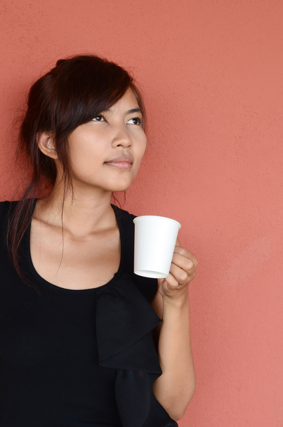 Beautiful girl with cup of coffee - Zdjęcie, obraz
