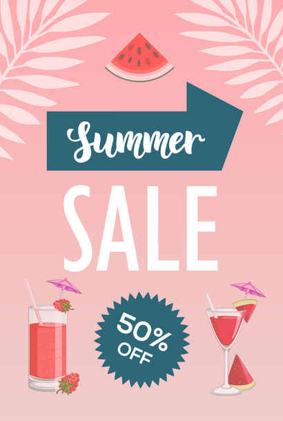  Summer sale design with pink tone. Vector illustration. - Vector, Image