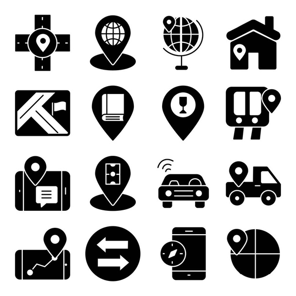 Pack of Gps Solid Icons  - Vector, Image