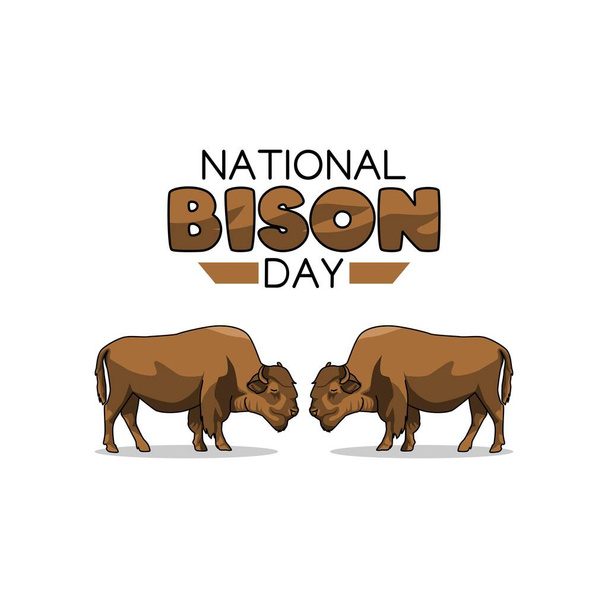vector graphic of national bison day good for national bison day celebration. flat design. flyer design.flat illustration. - Vector, Image