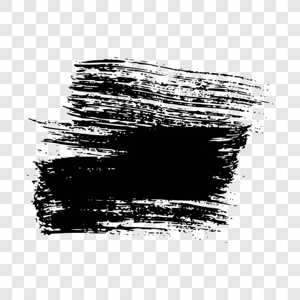Black brush stroke. Hand drawn ink spot isolated on transparent background. Vector illustration - Vector, Image