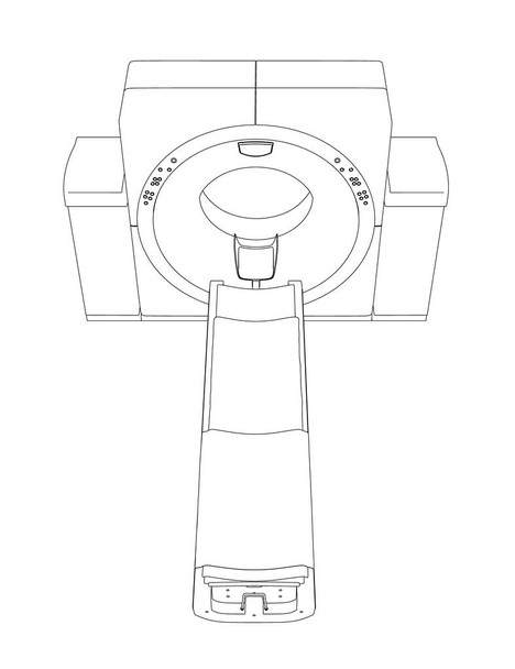 Contour of a medical tomograph from black lines isolated on a white background. Front view. Vector illustration - Vektor, Bild