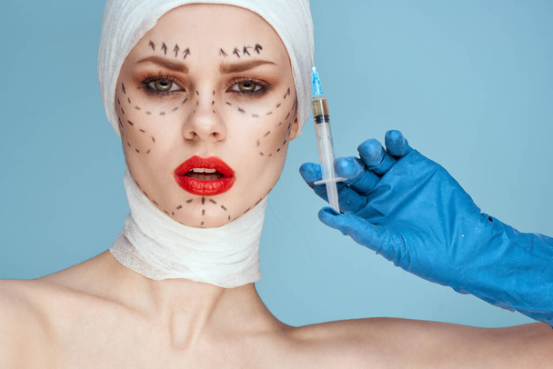 portrait of a woman rejuvenation facial injection cosmetic procedures studio lifestyle - Fotografie, Obrázek