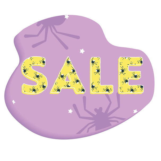 Vector Spidery Illustration Sale Inscription Halloween Banner. Perfect for social media, web design and many more. - Vector, Image
