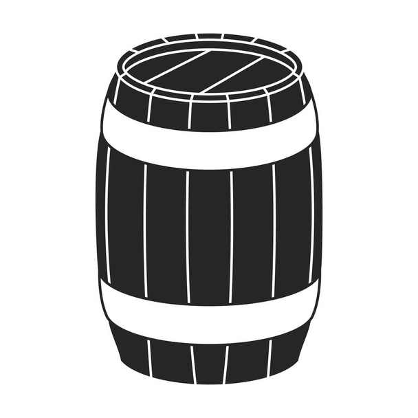Wooden barrel vector icon.Black vector icon isolated on white background wooden barrel. - Vecteur, image