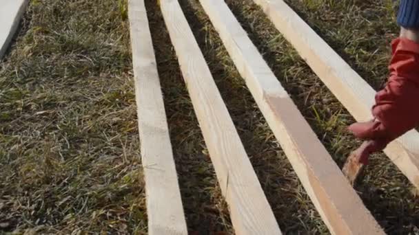 Verniciatura tavole di legno per proteggere contro l'umidità - Filmati, video