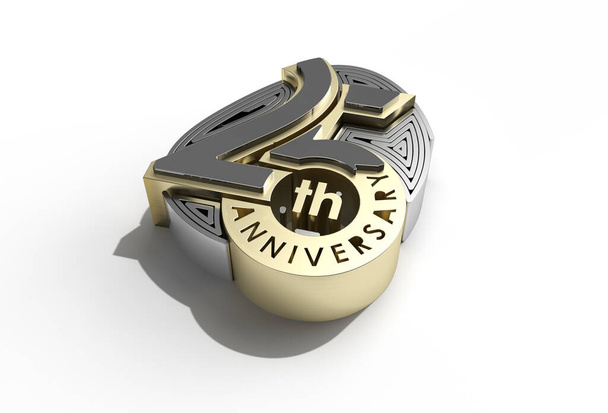 3D Render 25. výročí Celebration Pen Tool Vytvořeno ořezávání cesta zahrnuta v JPEG Snadné kompozitní. - Fotografie, Obrázek