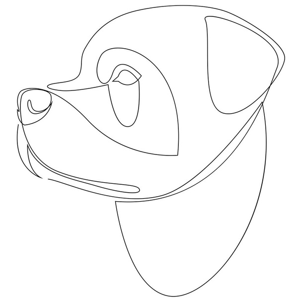 Rottweiler dog portrait. Continuous line. Dog line drawing. Vector illustration - Vektör, Görsel