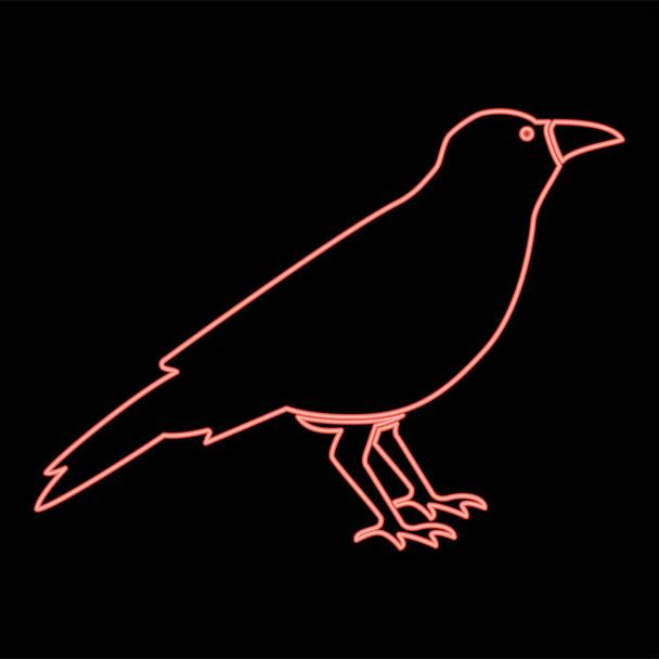 Neon crow red color vector illustration flat style light image - Vector, Image