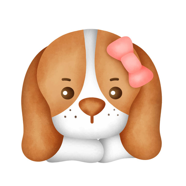 Χέρι ζωγραφισμένο ακουαρέλα χαριτωμένο σκυλί beagle ευχετήρια κάρτα. - Διάνυσμα, εικόνα
