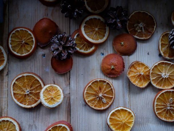 new year and christmas, gifts and oranges - Foto, imagen
