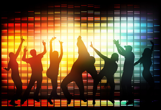 Dansende mensen silhouetten - Vector, afbeelding